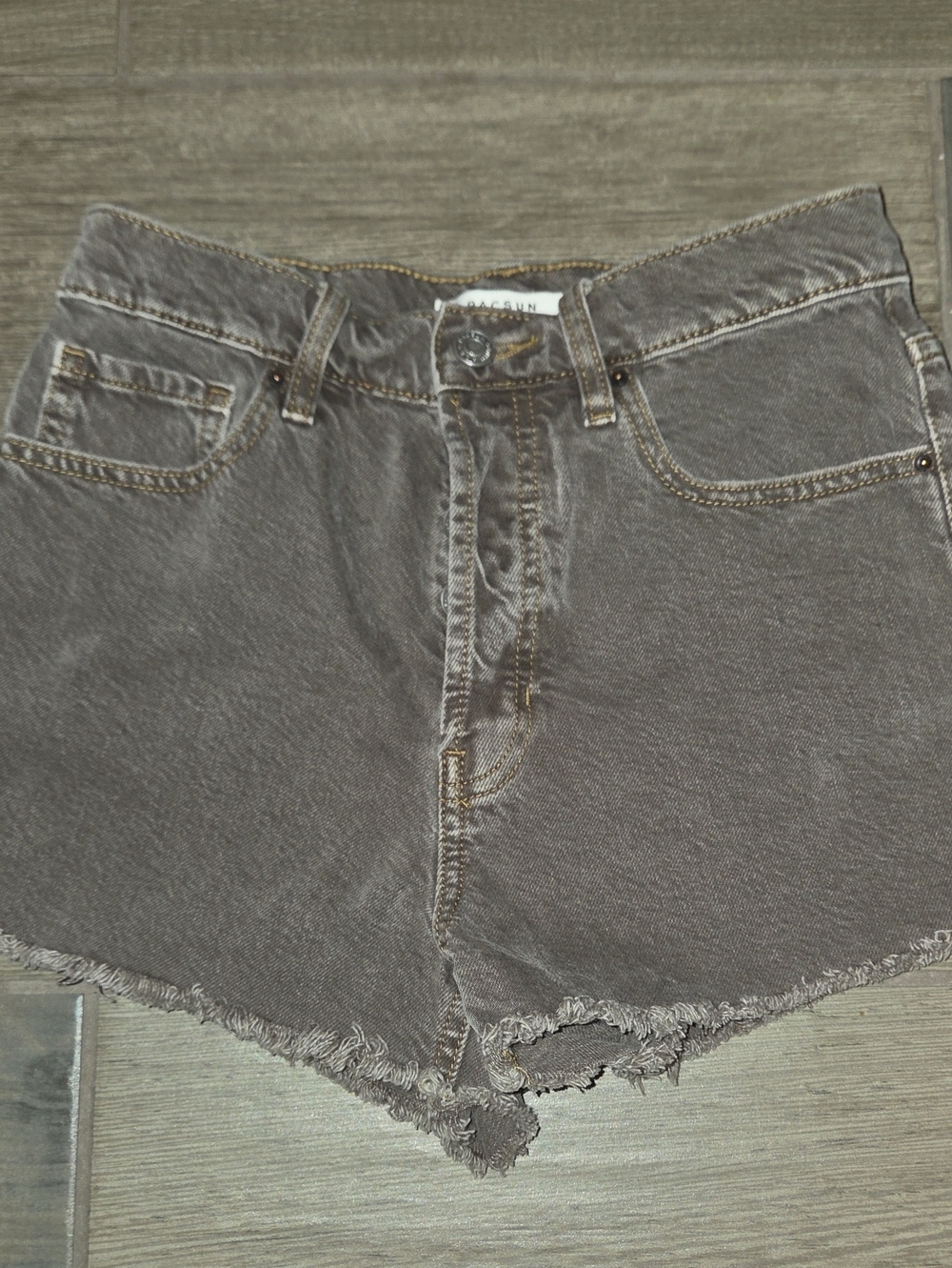 PacSun Women's Distressed Cutoff Denim Shorts - Charcoal